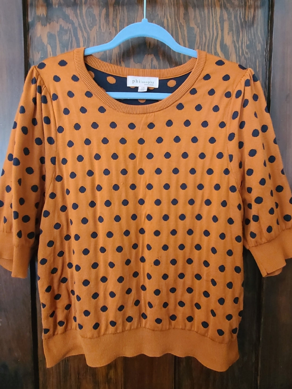 Philosophy Short Sleeve Sweater Cooper With Black Polka Dots